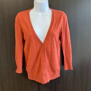 Loft Burnt Orange V-Neck Cardigan